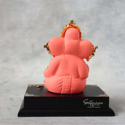 Orange Lord Ganesha Idol On Base By Satguru's