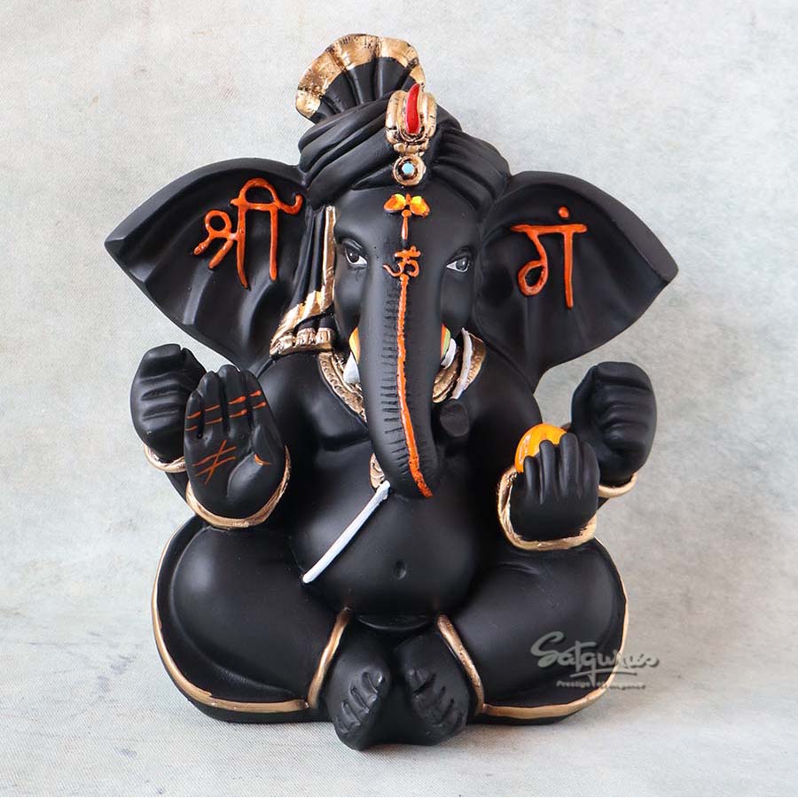 Black Pagdi Ganesha By Satguru's