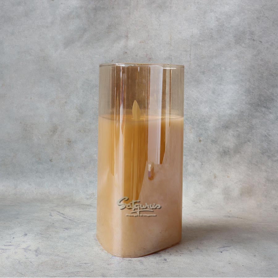 Metallic Gold Pillar Candle By Satguru's
