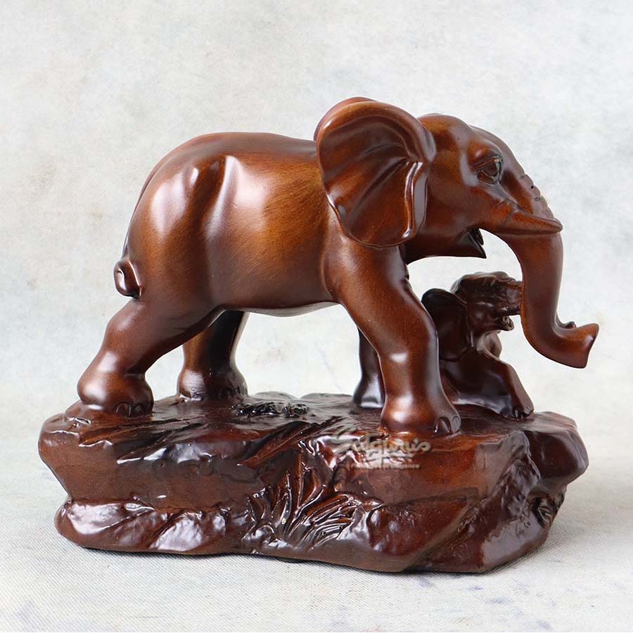Elephant Mother and Child Sculpture By Satguru's