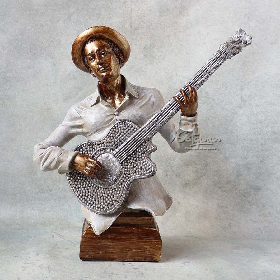 Vintage Jazz Guitarist Bust Sculpture By Satguru's