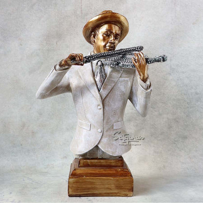 Vintage Male Violinist Bust Sculpture By Satguru's