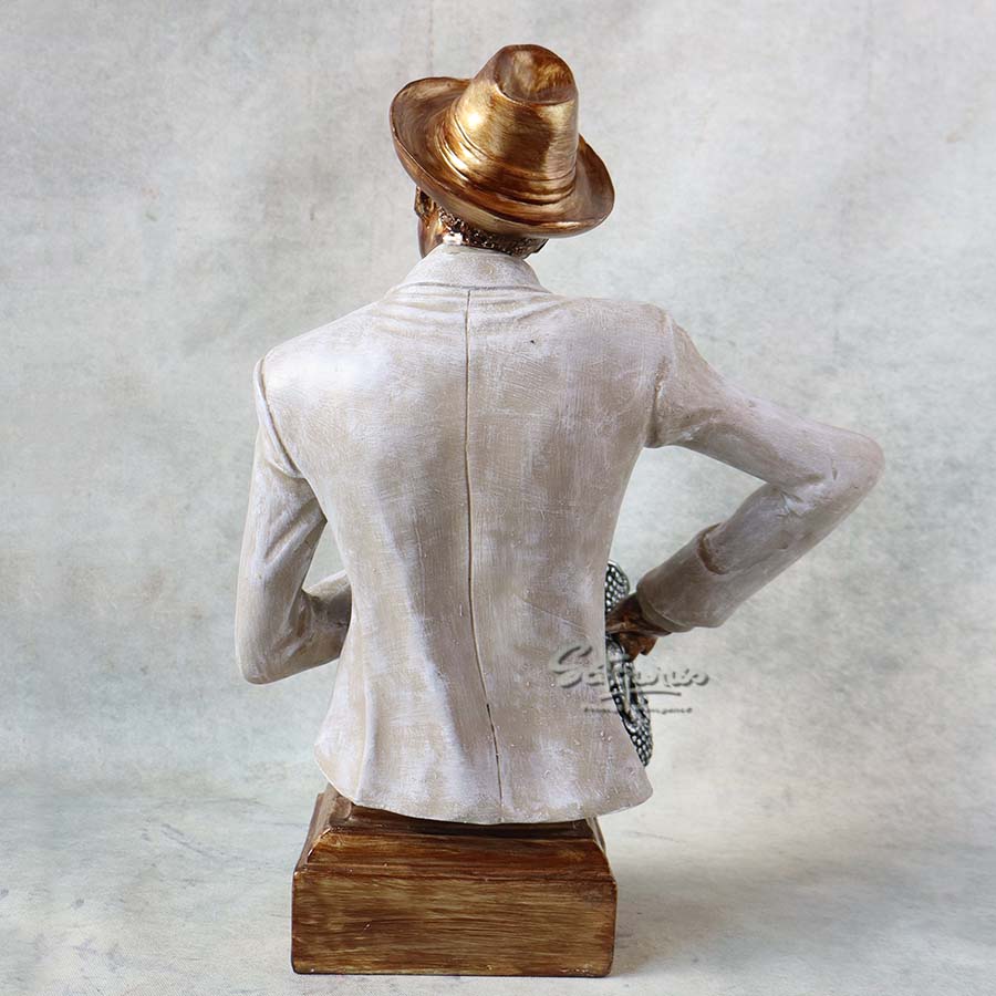 Vintage Male Jazz Saxophonist Bust Sculpture By Satguru's