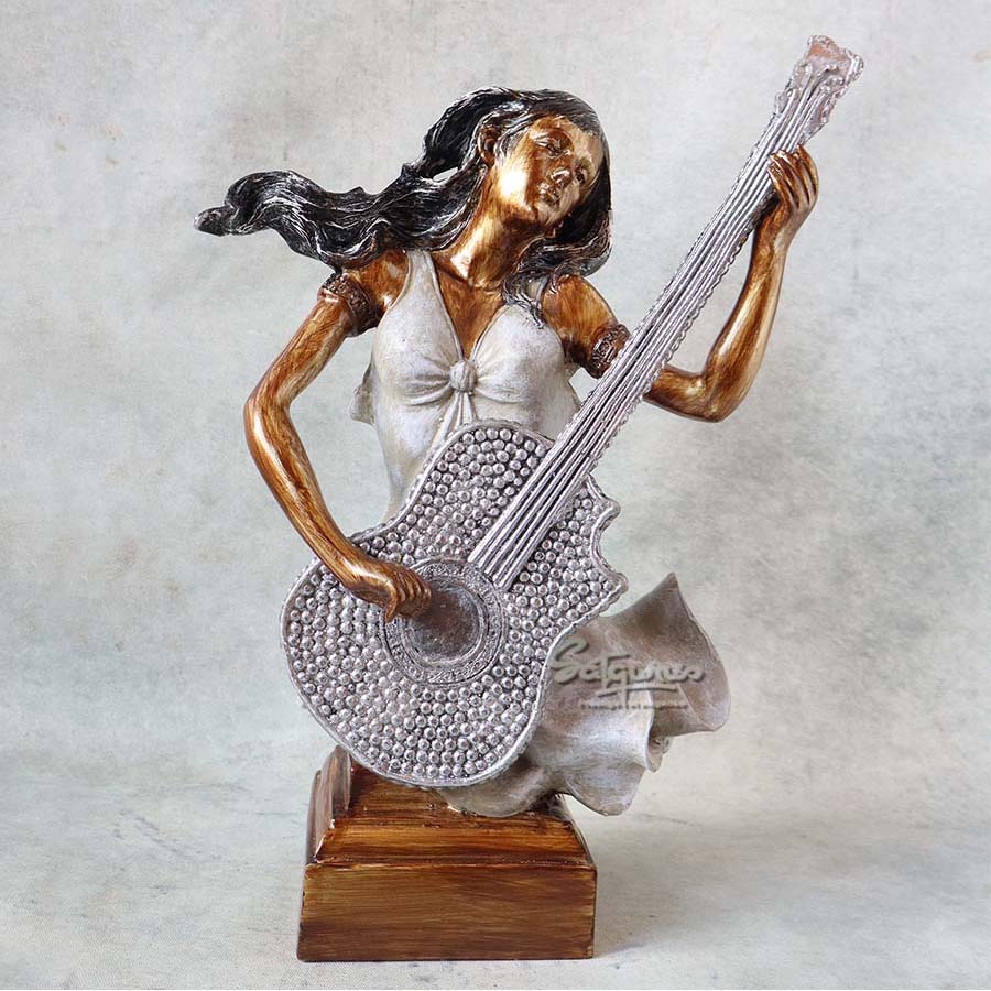 Modern Art Lady Guitarist Table Top Statue By Satguru's