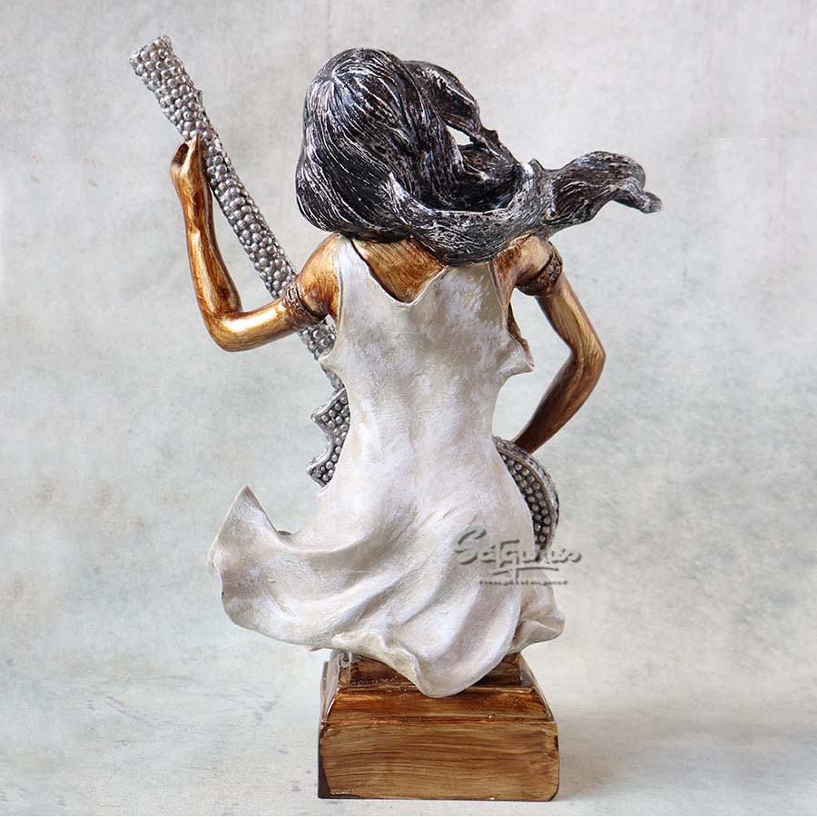Modern Art Lady Guitarist Table Top Statue By Satguru's