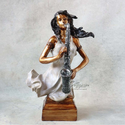 Modern Art Lady Saxophonist Table Top Statue By Satguru's