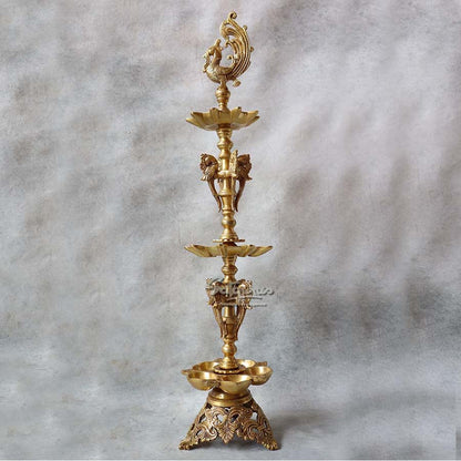 Brass Yellow Gold Lamp Annam By Satguru's