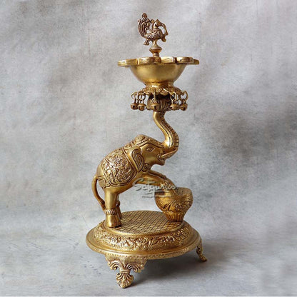 Brass Yellow Gold Annam Elephant By Satguru's
