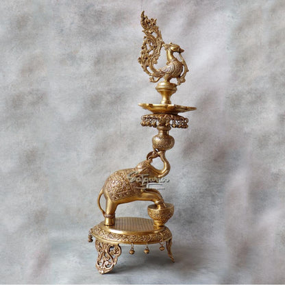 Brass Yellow Gold  Elephant Annam Lamp By Satguru's