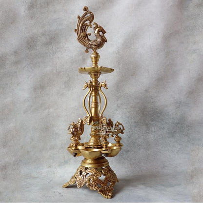 Brass Yellow Gold Annam Lamp Stand By Satguru's