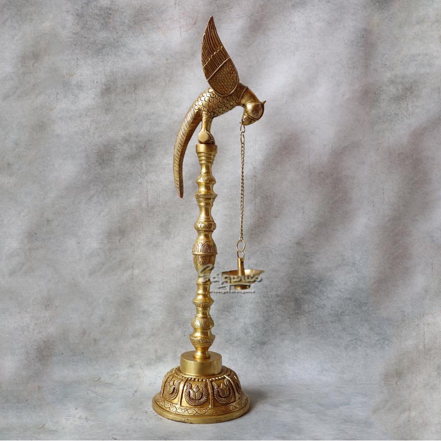 Brass Yellow Gold Parrot Lamp By Satguru's