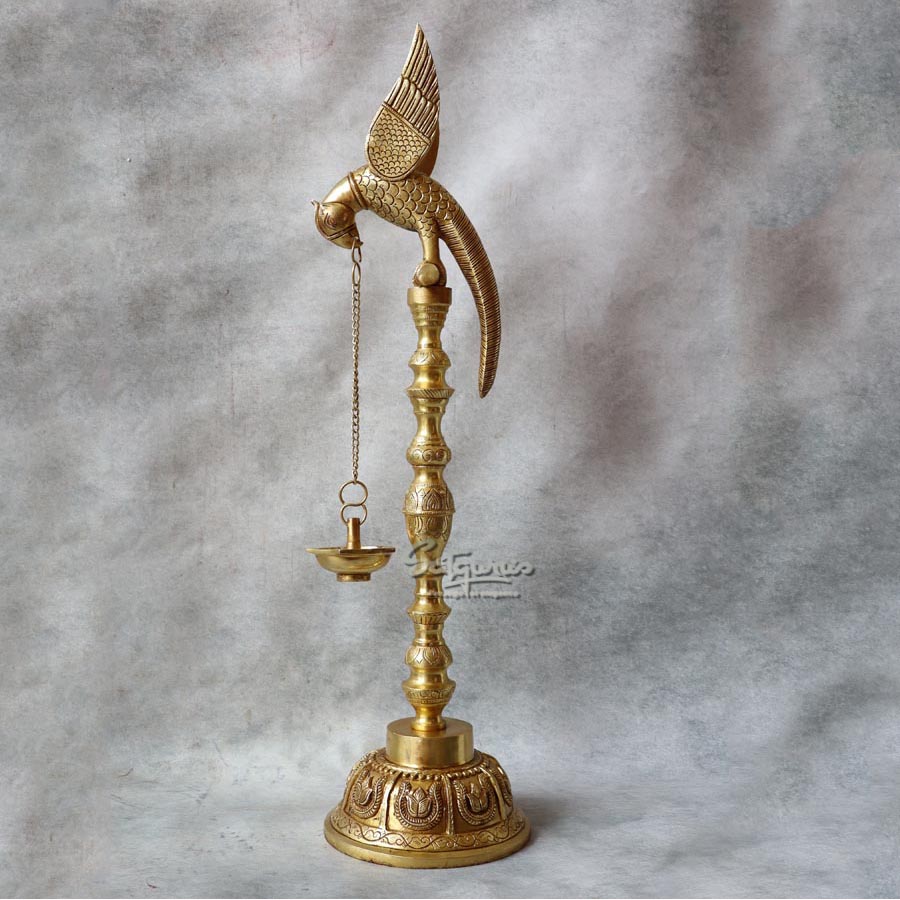 Brass Yellow Gold Parrot Lamp By Satguru's
