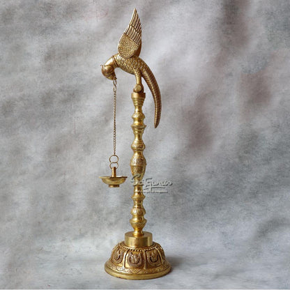 Brass Yellow Gold Parrot Lamp By Satguru's