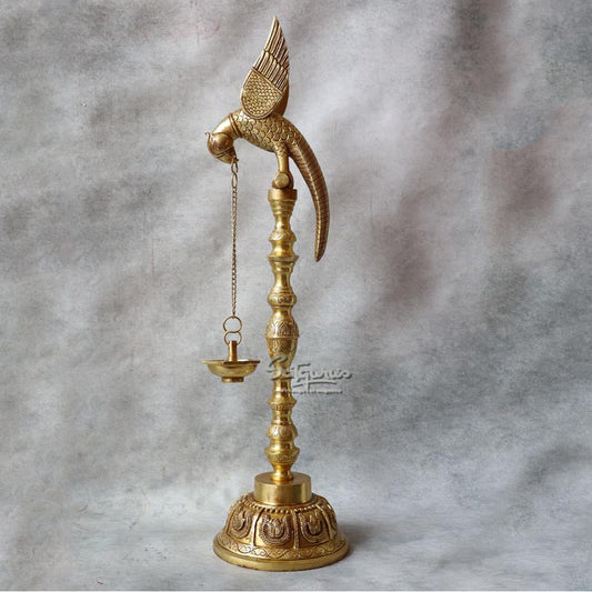Brass Yellow Gold Parrot Lamp By Satguru's