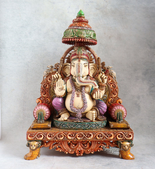 Marble Dust Ganesha Sinhasan By Satguru's