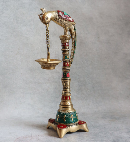 Brass Parrot Lamp By Satguru's