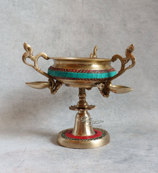 Brass Stone Work Trophy Urli By Satguru's
