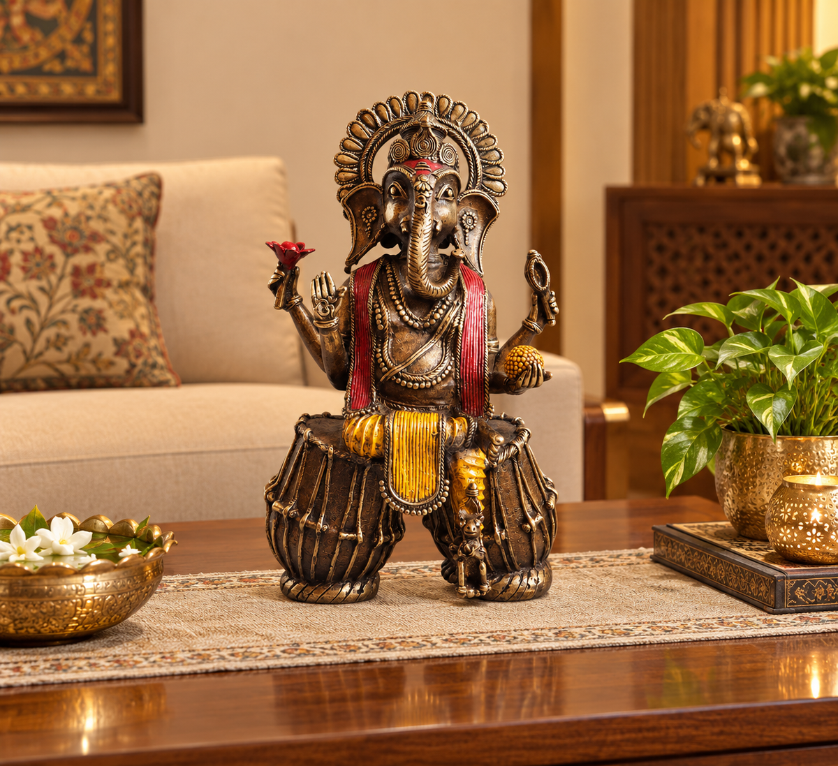 Bell Metal Ganesha On Tabla By Satguru's