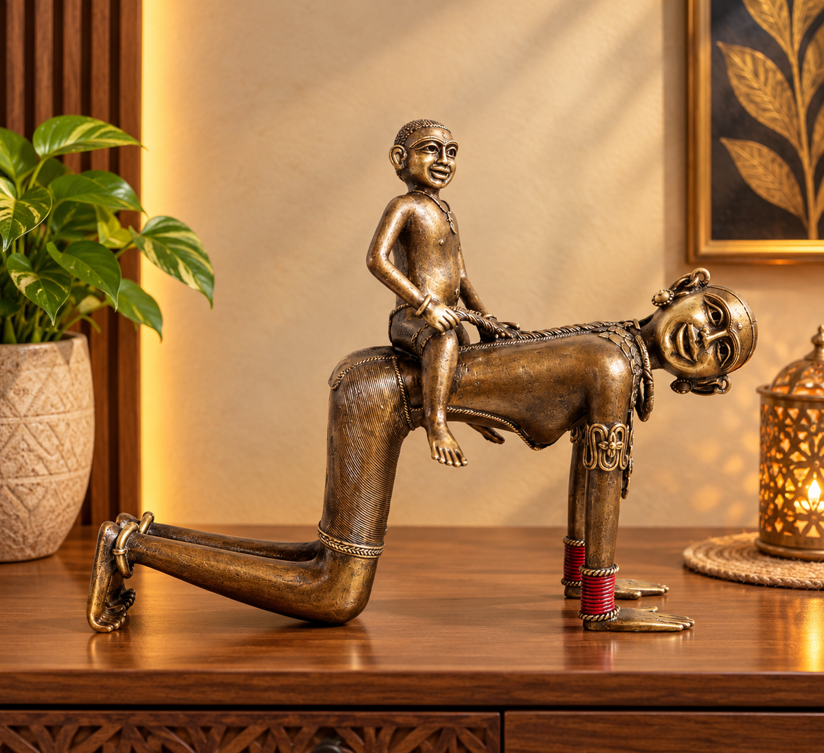 Bell Metal Mother And Child On Back By Satguru's