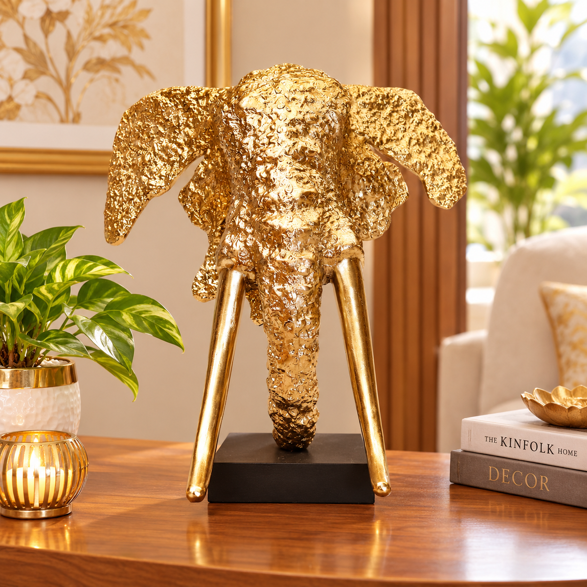 Golden Elephant Figurine By Satguru's