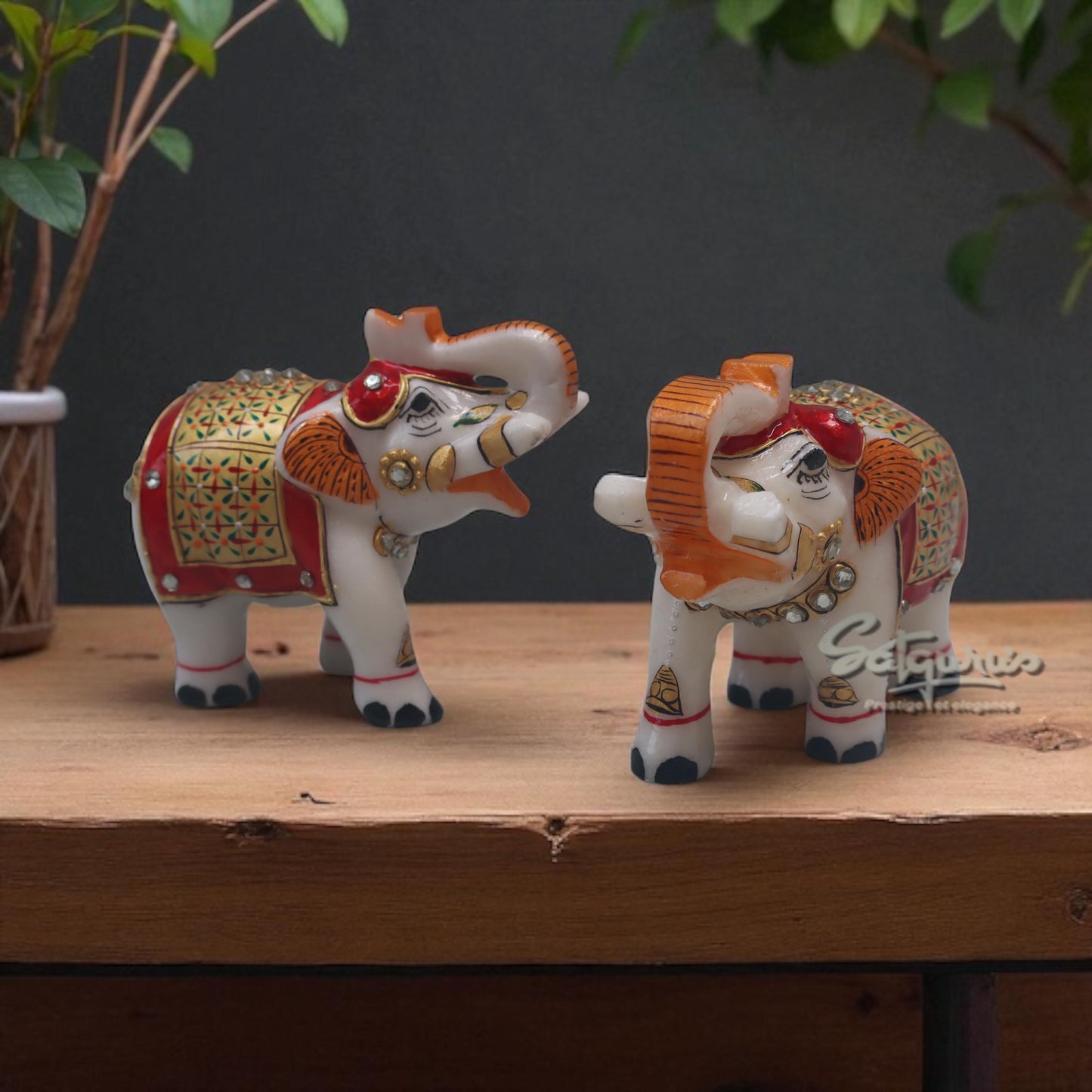 Painted Elephant Trunk Up by Satgurus
