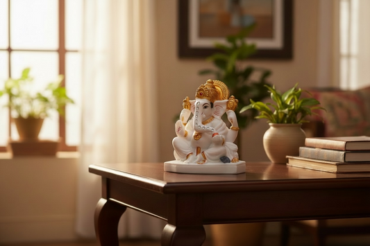 White Marble Fin Ganesha By Satgurus