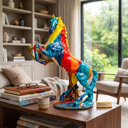 Abstract Paint Drip Horse Sculpture By Satguru's