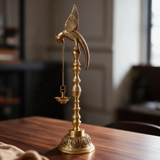Brass Yellow Gold Parrot Lamp By Satguru's