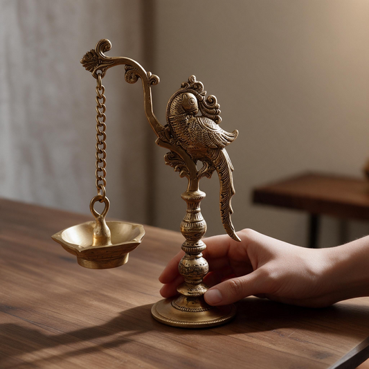 Brass Peacock Hanging Diya By Satguru's