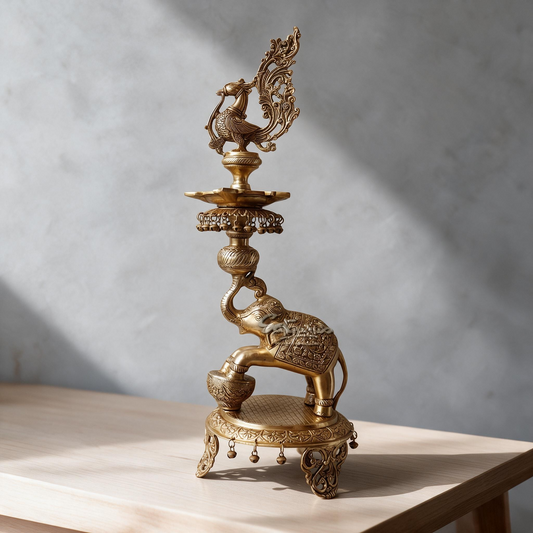 Brass Yellow Gold  Elephant Annam Lamp By Satguru's