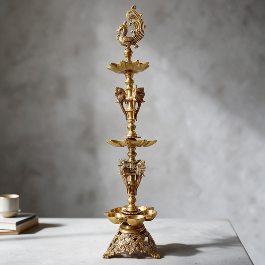 Brass Yellow Gold Lamp Annam By Satguru's