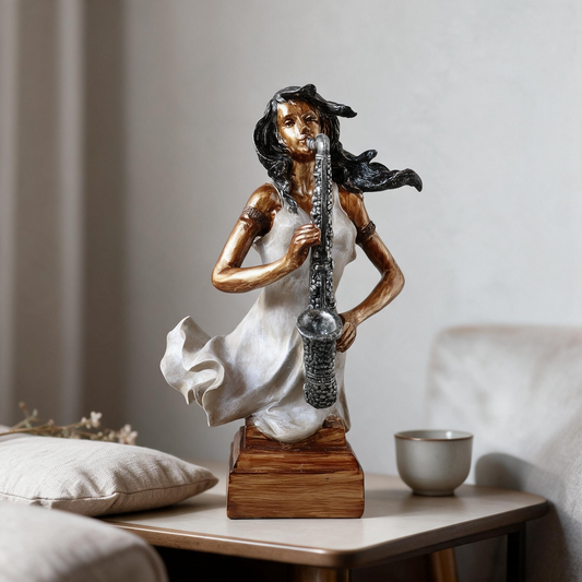Modern Art Lady Saxophonist Table Top Statue By Satguru's