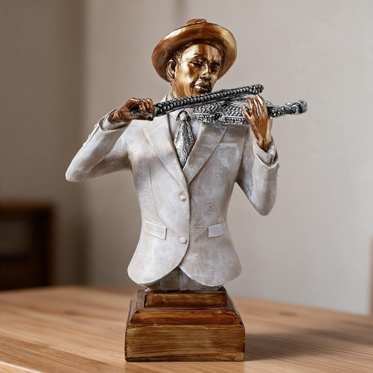 Vintage Male Violinist Bust Sculpture By Satguru's