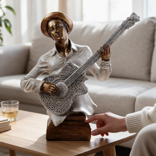 Vintage Jazz Guitarist Bust Sculpture By Satguru's