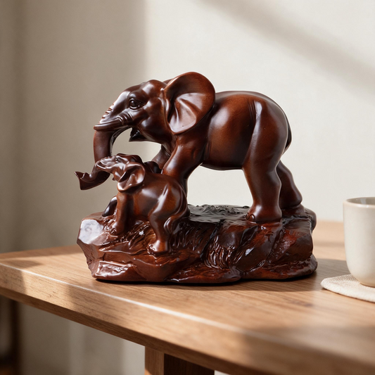 Elephant Mother and Child Sculpture By Satguru's