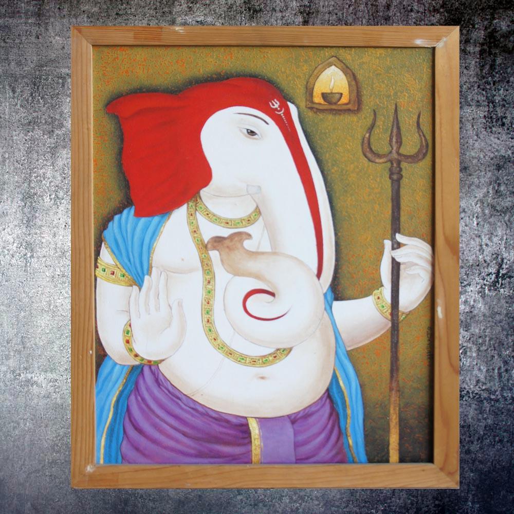 Ganesh With Trishul Painting - by Devsale by Satgurus