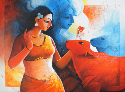 Lady With Cow by Sanjeev Mandal by Satgurus