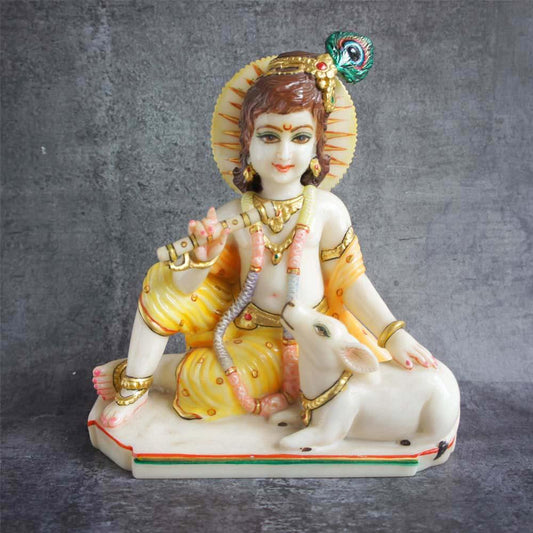 Lord Krishna with a calf by Satgurus