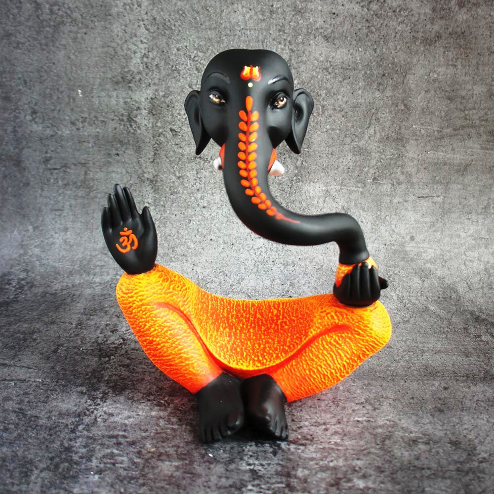 Abstract Laddu Ganesha Black / Orange by Satgurus