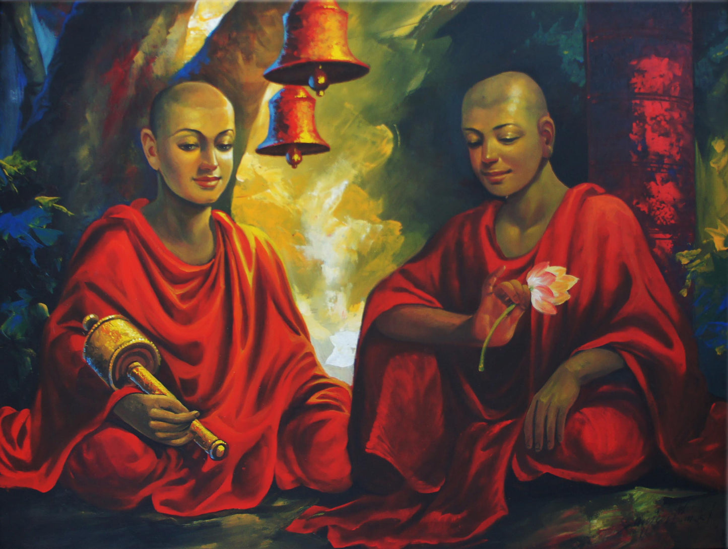Two Monks With Bell - By Sanjeev Mandal