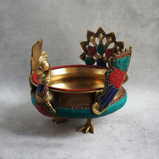 Brass Peacock Urli - By Satgurus