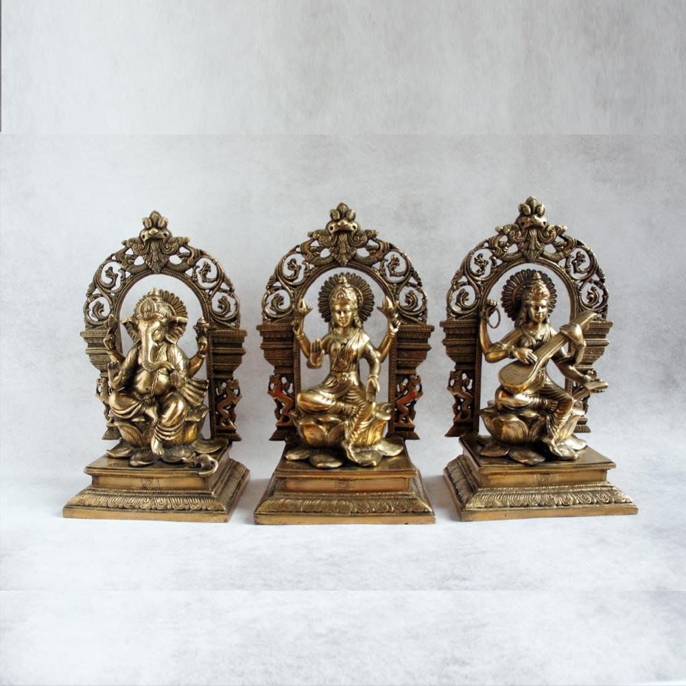 brass-ganesh-laxmi-saraswati-on-lotus-with-frame-by-satgurus