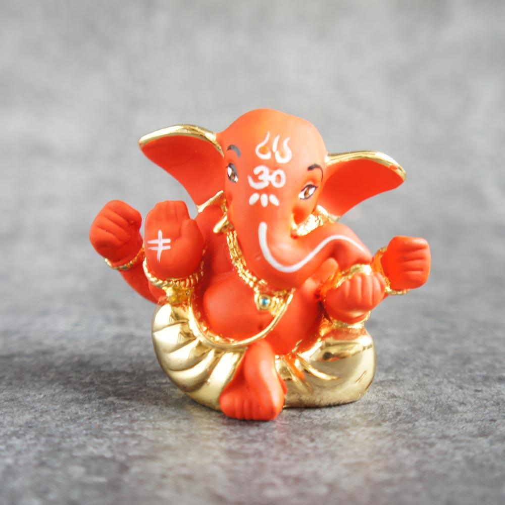 Mini Big Ear Appu Ganesha / Orange Gold - By Satgurus
