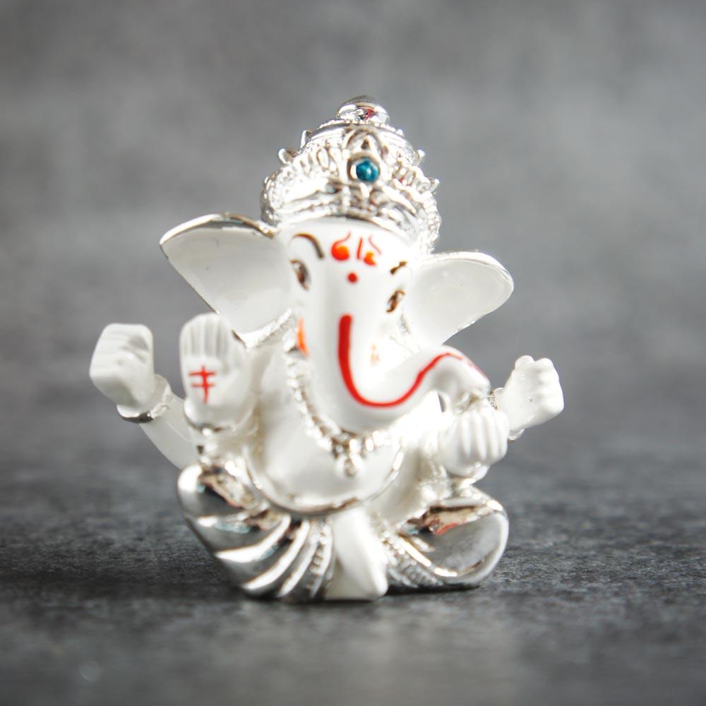 Small Mukut Ganesha / Silver White - By Satgurus