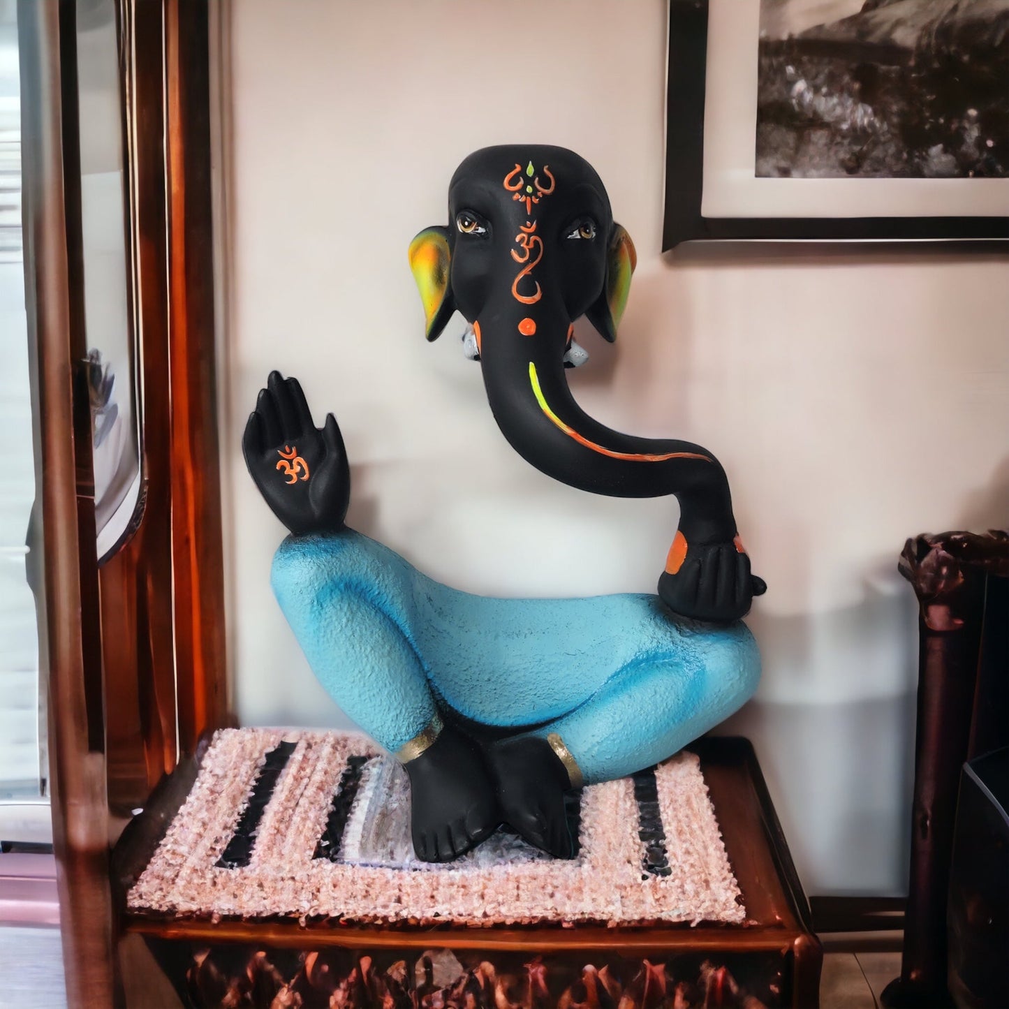 Abstract Laddu Ganesha Black/Blue Small by Satgurus