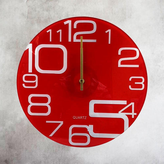 Toughened Glass Clock Red by Satgurus