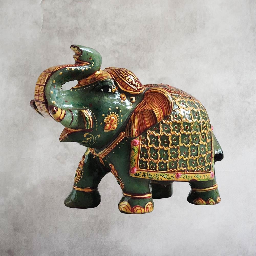 Green Jade Stone Elephant Small by Satgurus