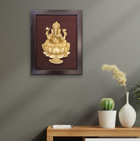Brass Lotus Ganesha In Frame by Satgurus
