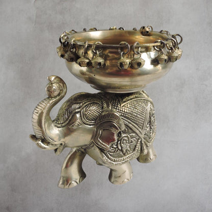Brass Elephant Urli by Satgurus