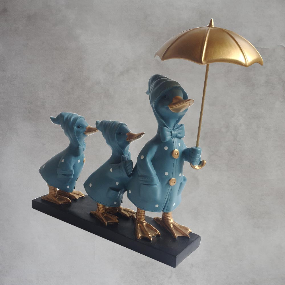 Three Umbrella Ducks On Base - Blue - By Satgurus
